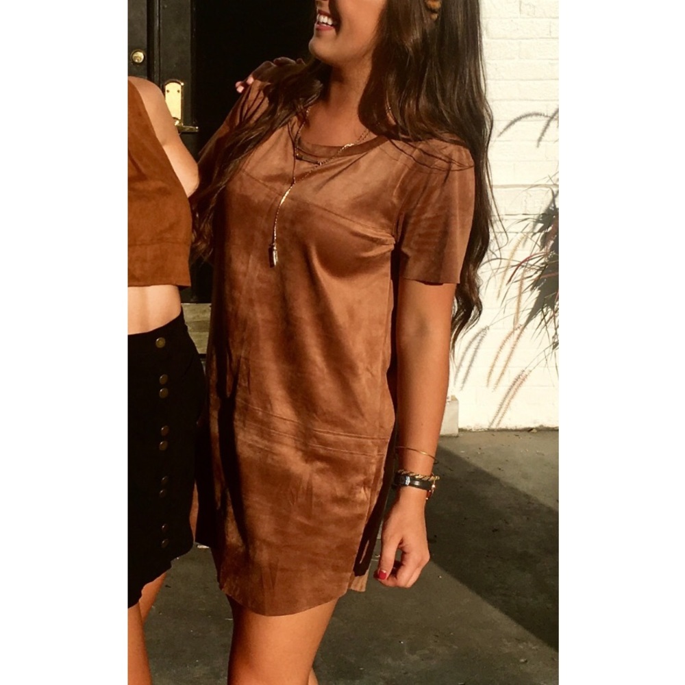 Tan Suede Shift Dress